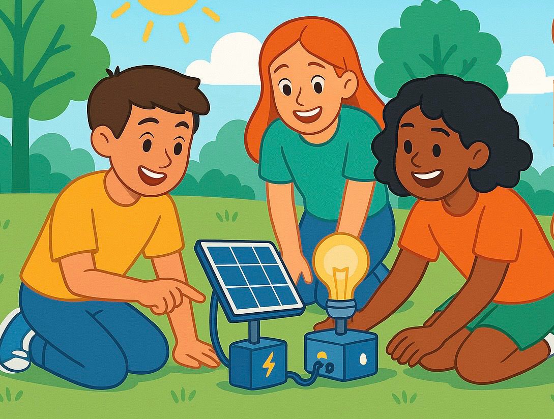 Students learning about solar energy
